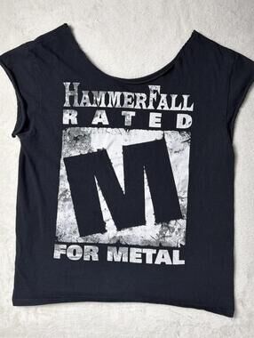 Hammerfall Rated M For Metal Band Shirt Black Mens Cut Off Sleeveless Goth Rock